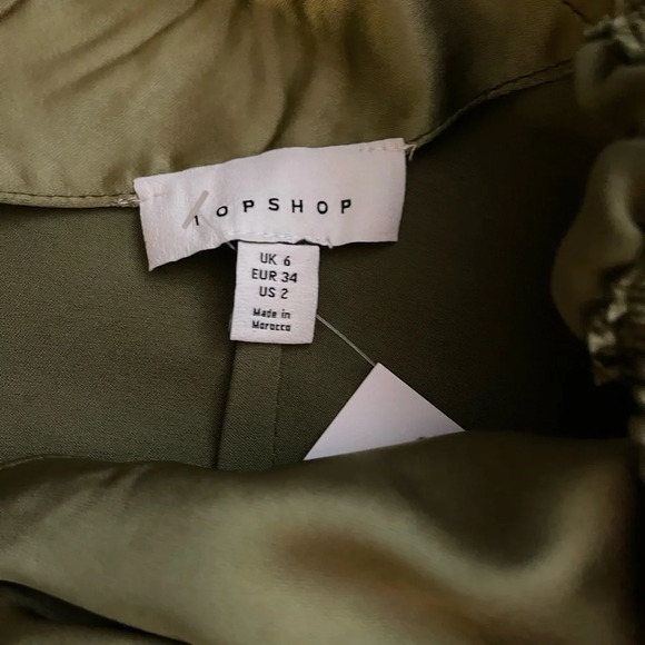 TOPSHOP Keyhole Satin Top, KHAKI, Size 2 US (fits like 0), NWT - Picture 11 of 13